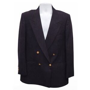 Vintage NINO CERRUTI Blazer Mens 44? Navy Blue Wool Double-Breasted Gold buttons